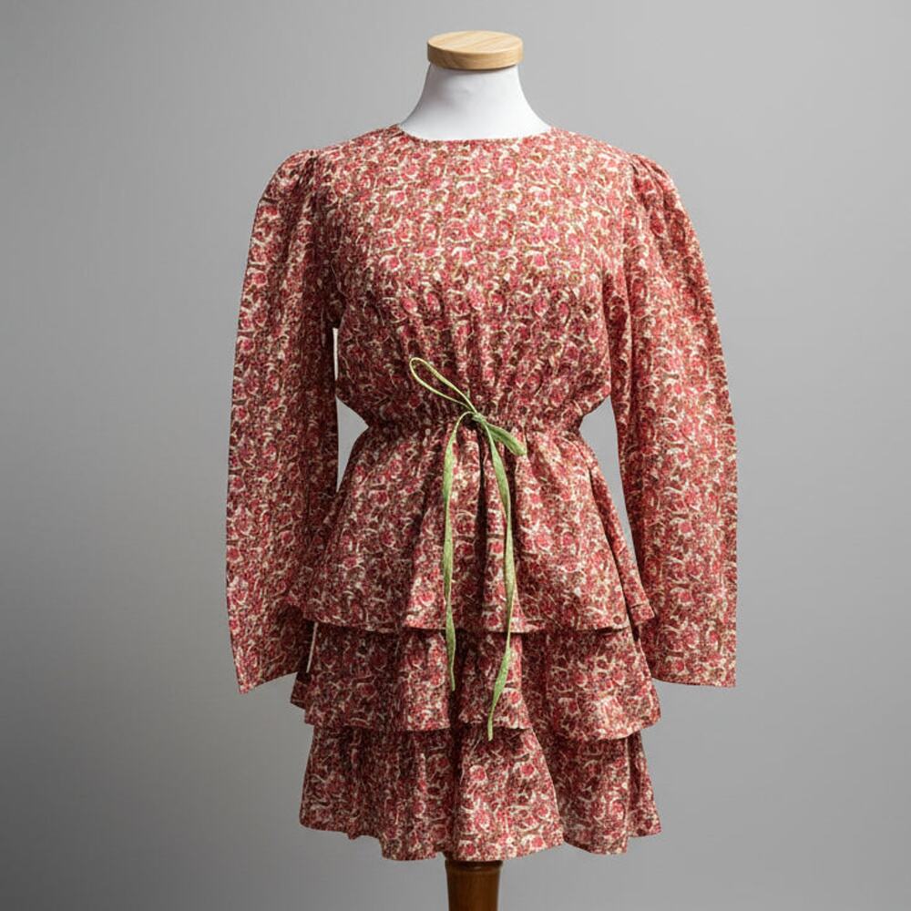 D'Ascoli pink and green floral dress, size XS